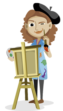 Female painter character · Vector Open Stock mirada